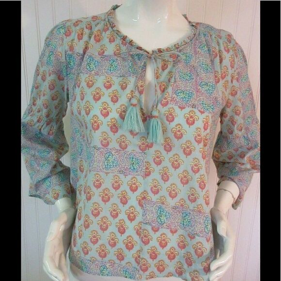 Anthropologie top by Lilka mixed pattern print XS - Picture 1 of 6
